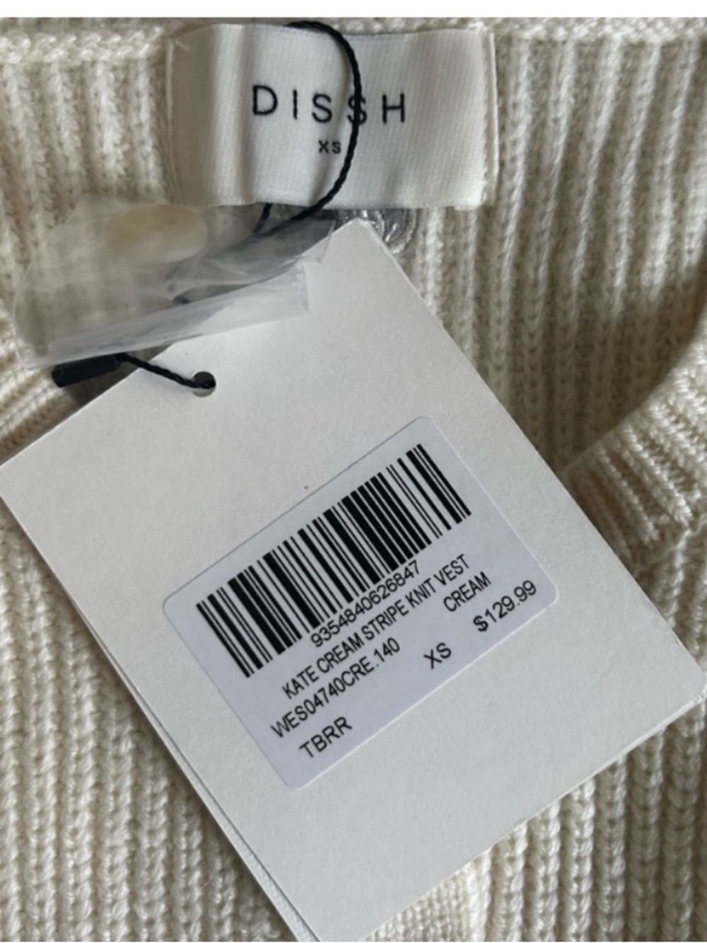 NWT • DISSH Kate cream stripe knit vest - XS - Picture 6 of 7